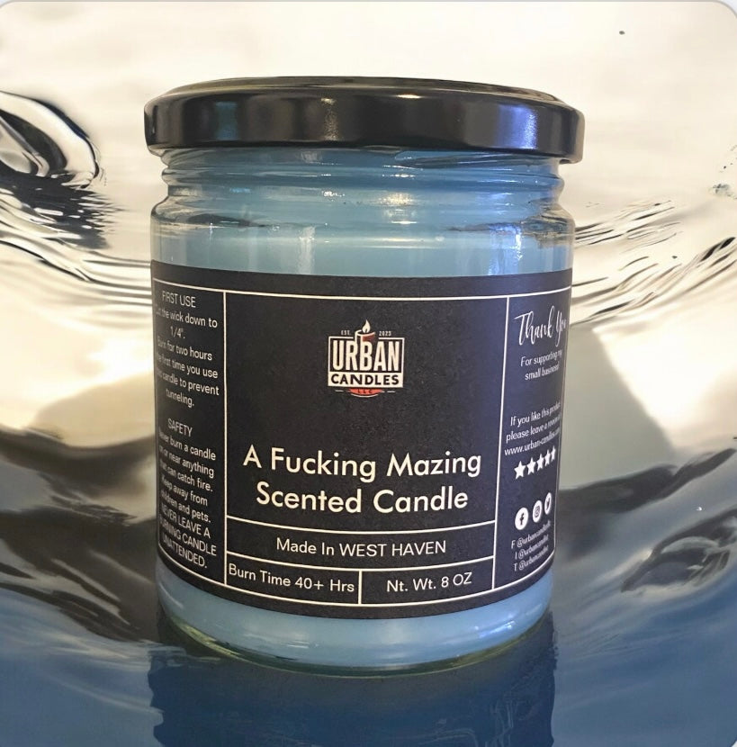 Nag Champa Sea Salt Scented Candle - Hand-Poured 8 oz by Urban Candles - hand-poured soy blend candle