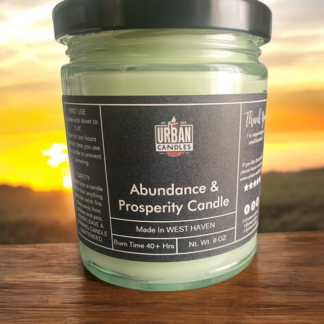 Abundance Candle - Hand-Poured Prosperity Scented Candle 8 oz by Urban Candles - hand-poured soy blend candle