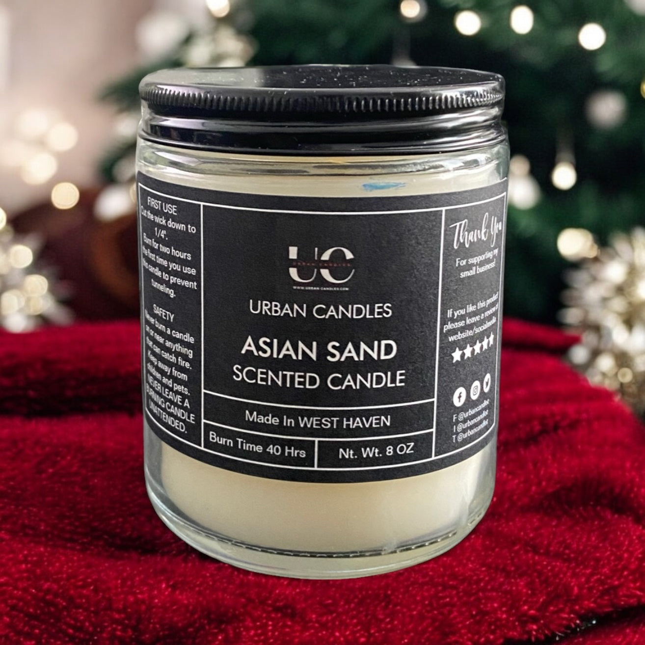 Asian Sandalwood Scented Candle - Hand-Poured 8 oz by Urban Candles - hand-poured soy blend candle
