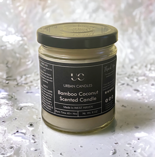 Bamboo Coconut Scented Candle - Tropical Hand-Poured 8 oz by Urban Candles - hand-poured soy blend candle