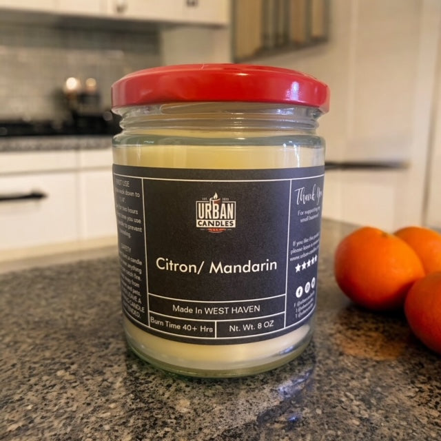Citron & Mandarin Scented Candle - Sweet Citrus 8 oz by Urban Candles - hand-poured soy blend candle