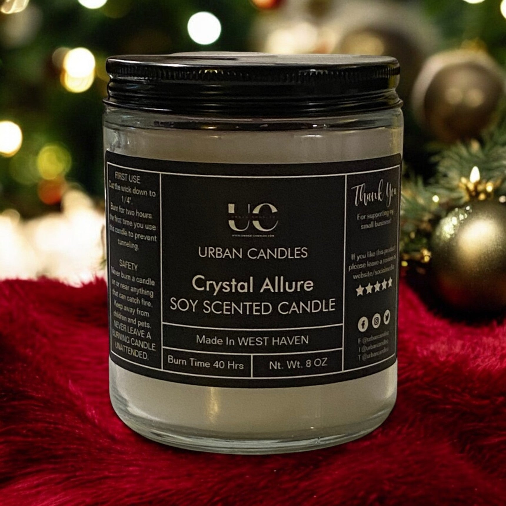 Crystal Allure Scented Candle 8 oz by Urban Candles - hand-poured soy blend