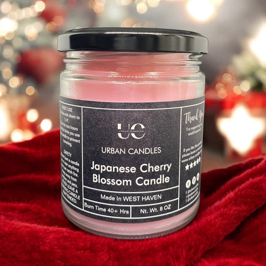 Japanese Cherry Blossom Scented Candle 8 oz by Urban Candles - hand-poured soy blend