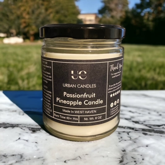 Passionfruit Pineapple Scented Candle 8 oz by Urban Candles - hand-poured soy blend