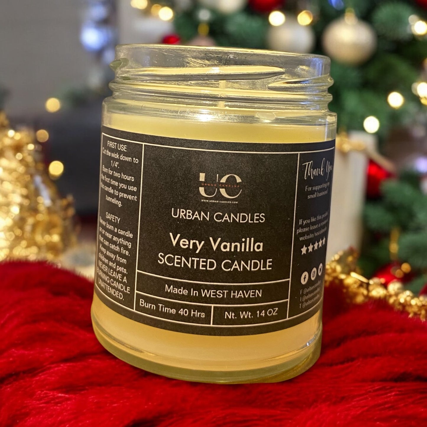 Very Vanilla Scented Candle 8 oz by Urban Candles - hand-poured soy blend