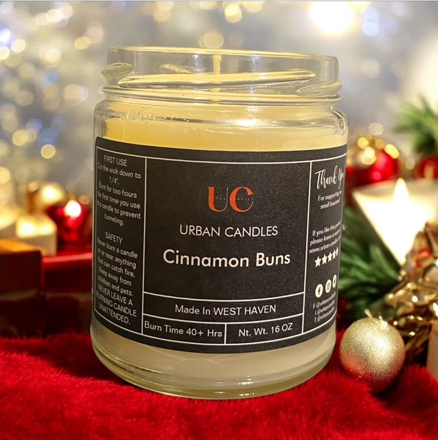 Cinnamon Buns Scented Candle 8 oz by Urban Candles - hand-poured soy blend